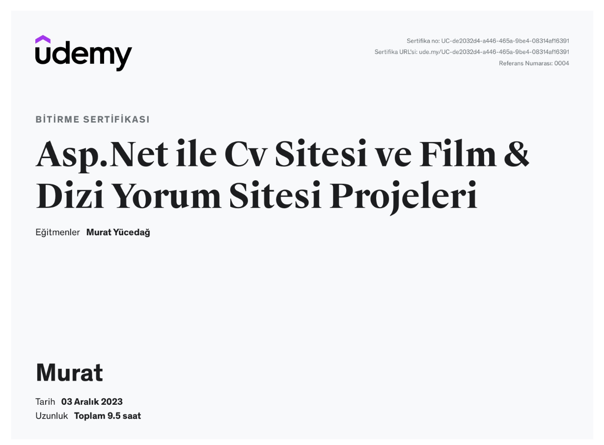 Asp.Net ile Cv Sitesi ve Film & Dizi Yorum Sitesi Projeleri