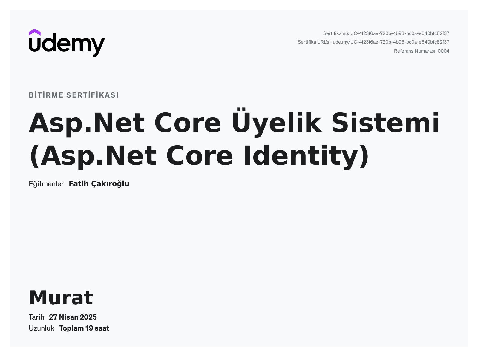 Asp.Net Core Üyelik Sistemi (Asp.Net Core Identity)